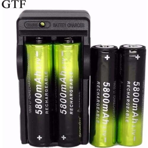 GTF 4 pcs 18650 3.7 V 5800 mAh Rechargeable Li-ion Battery + US/EU Lantern Carrier