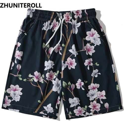 Harajuku Vintage 2021 Flower Print Shorts Streetwear Hip Hop Short Sweatpants Summer Men Jogger Baggy Skateboard Shorts Trousers