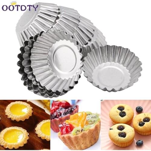 Baking Tool Egg Tart Aluminum Cupcake Cake Cookie Flower Mold Mould Tin 10Pcs