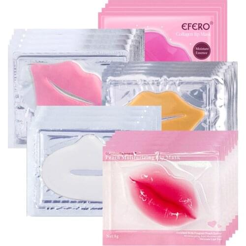 12-8Packs Collagen Lip Mask Hydrating Moisturizing Essence Gel Patches for Lip Masks Repair Lines Lip Care Enhancer Pads Patches