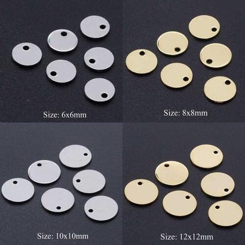 10pcs/Lot 100% Stainless Steel 6mm-12mm Round Charms DIY Pendant For Making Necklace Bracelet Jewelry