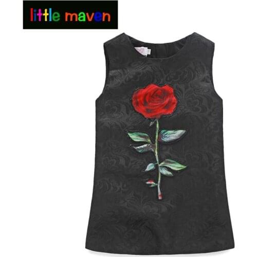 Summer Girl Dresses trade Clothing in European and American Style Age for 3-12 Years Baby Girl Clothes with Rose Jacquard Kids