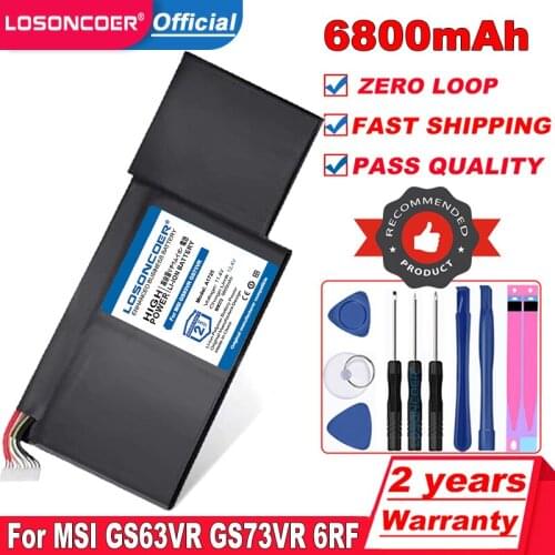 LOSONCOER 6800mAh BTY-M6J Battery For MSI GS63VR GS73VR 6RF-001US BP-16K1-31 9N793J200 Tablet PC MS-17B1 MS-16K2 Batteries