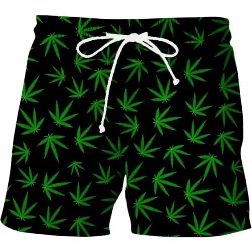 Mens shorts 3D Leaf Graphic Beach Shorts For Men Bermuda shorts mens swimsuit board shorts Summer quick-dry breathable pants