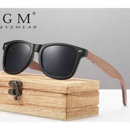 GM Brand Men Vintage Classic Anti Blue Wooden Polarized Sunglasses With Mirror Lens Driving Shades For 7061H
