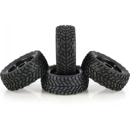 4-Pack OD 2.95 inch / 75mm Rubber RC Car Tires & Wheel Rims 12mm Hex Hub for 1/14 1/16 1/18 RC Car