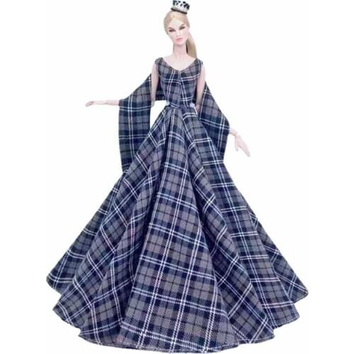 11.5" Doll Outfits Fashion Plaid Wedding Dresses for Barbie Doll Clothes Princess Gown Vestido 1/6 BJD Accessories Girl Toy Gift