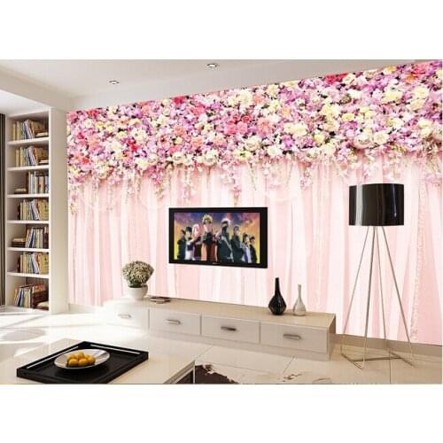 3d wallpaper custom mural non-woven wall sticker Sweet pink roses background wall flowers painting photo wallpaper for walls 3d
