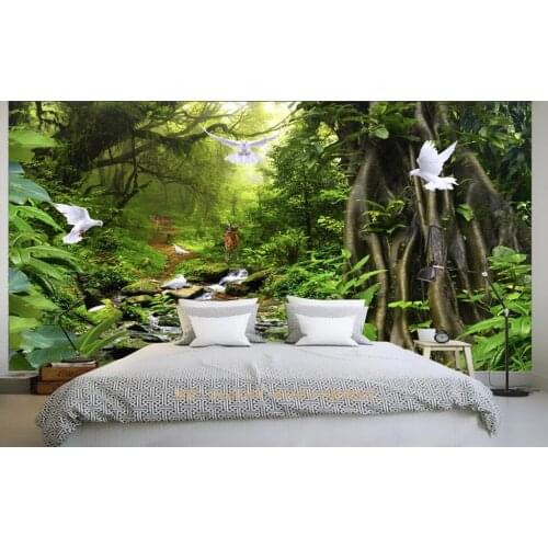 3d room wallpaper custom photo non-woven Green plant virgin forest decoration painting 3d wall mural wallpaper for walls 3 d