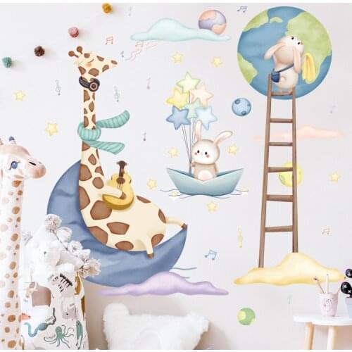 Cartoon Animals Wall Stickers for Bedroom Children Kids rooms Wall Decor Self-adheseive DIY PVC Wall Decals Art Mural Home Decor