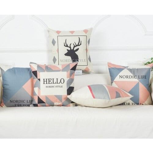 Nordic Geometric Series Linen Printed Cushion Covers Home Decorative Pillows Case for Sofa