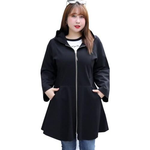 New Autumn Winter Windbreaker Female Outerwear Oversize 9XLLong-Sleeved Hooded Overcoat Women Fashion Slim Long Trench Coat Lady