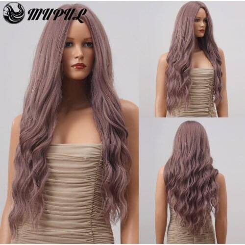 Long Purple Wavy Colored Daily Hair Synthetic Wig For White Women Cosplay Nutural Heat Resistant Party Fiber Female Wigs