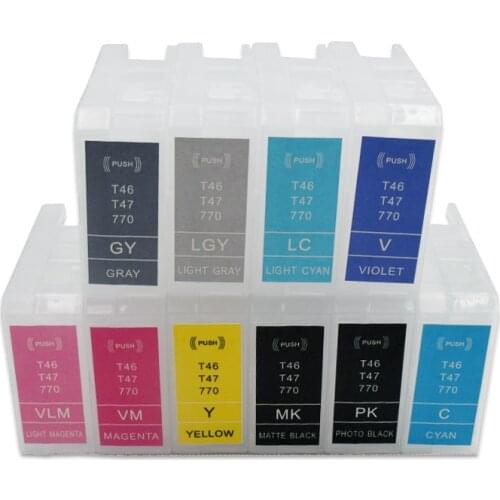 Empty Refill Ink Cartridge T046 T047 770 for Epson SureColor P700 P900 Printer No Chip