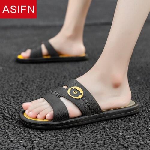 ASIFN Summer Fashion Slippers Men Casual Beach Flip Flops Male Female Outdoor Slides Indoor Hollow Couple Bathroom Mens Mules