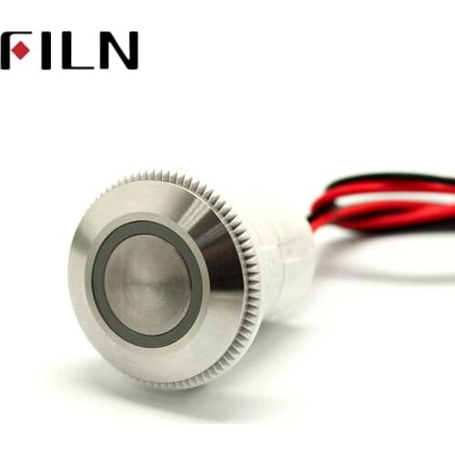 22mm Stainless Steel anti front IP68 2NO v 5v 6v 12v 24v Ring LED push button switch with wire leads