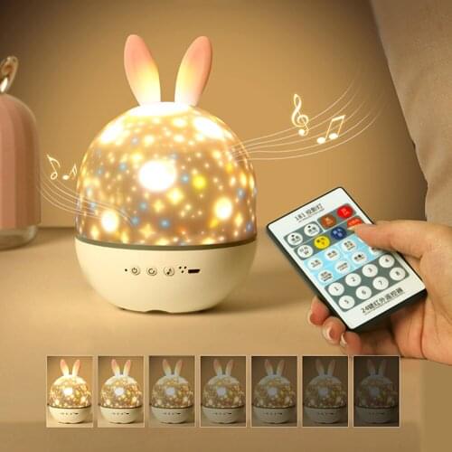 LED Projector Night Light Romantic Rabbit Ear Deer Ear Home Party Decor bedside lamp Atmosphere light Music Projection Lamp