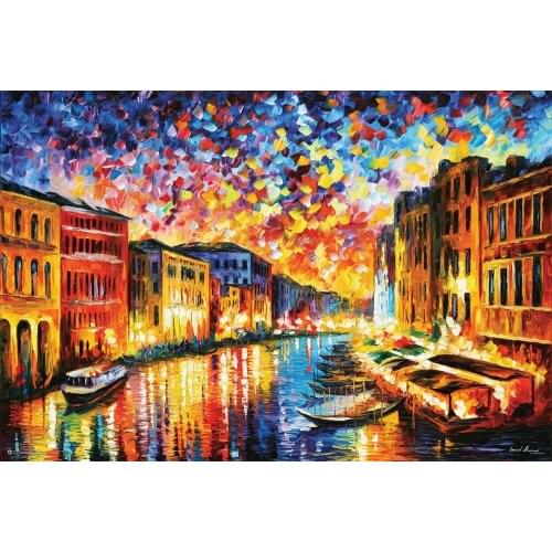 Thick Oil on Canvas Painting for Home Decor Landscape Wall Art Picture Painting Venice Hand Painted No Framed Palette Knife