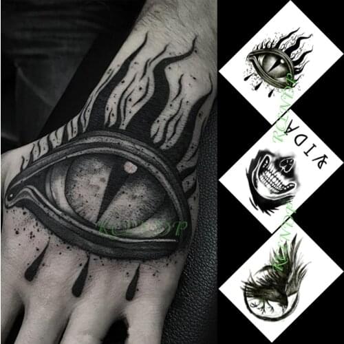 Waterproof Temporary Tattoo Sticker Big Eyes Skull Smiley Eagle Tattoo Stickers In Hand Flash Tattoo Fake Tattoo for Men Women