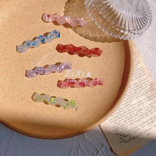 Wavy Acrylic Hair Clip Sweet Simple Top Clip Portable Bangs Clip New Girl Duckbill Clip Korean One-word Clip