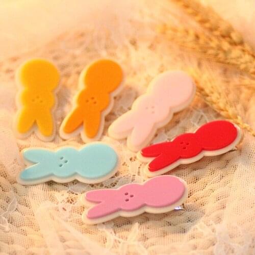 Japen Korea Fashion Design Acrylic Animal Hair Clips Cute Rabbits Barrettes In Six Colors Suitable For Women Girl