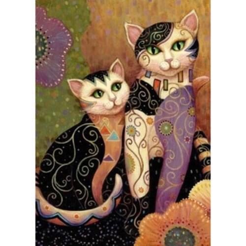 YIKEE Diamond Painting Cat Animal Full Square DIY Diamond Painting Diamond Mosaic Rhinestones Home Decor h1623