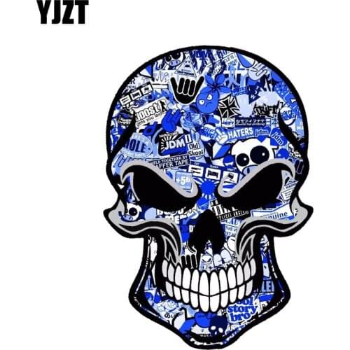 YJZT 10.5CM*15.3CM Personality Funny JDM Skull Car Sticker PVC Reflective Decal 6-0027