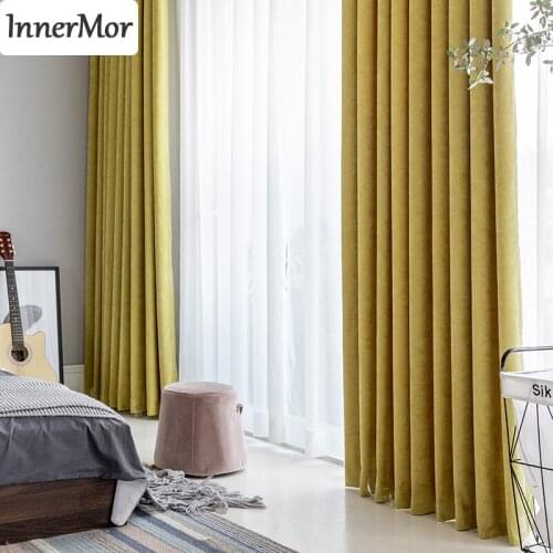 Innermor Yellow Chenille Curtains For Living room Bedroom Blackout Curtain Home Decor Curtain for kitchen Window Customized