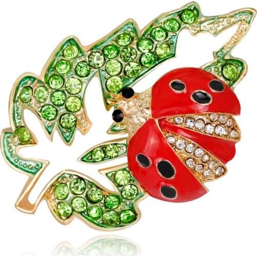 HC Gorgeous Handmade Oil Insect Brooch Women Fashion Animal Brooch Rhinestone Female Jewelry Cute Leaf Ladybug Girl Kid Brooch F