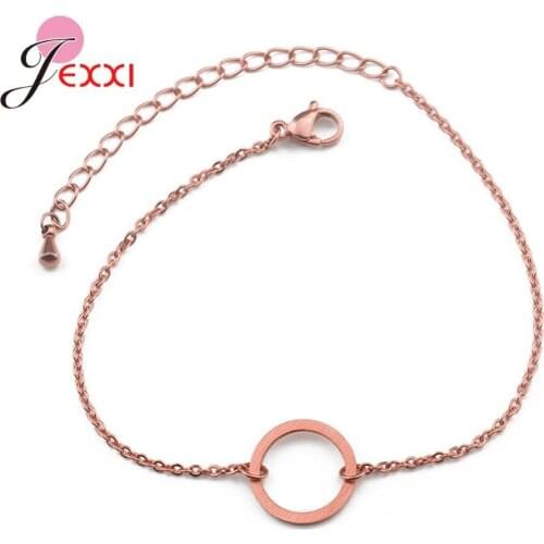 100% 925 Solid Real Sterling Silver Hollow Round Bracelet For Women Gift Girls Lady Jewelry 3 Colors For Choice