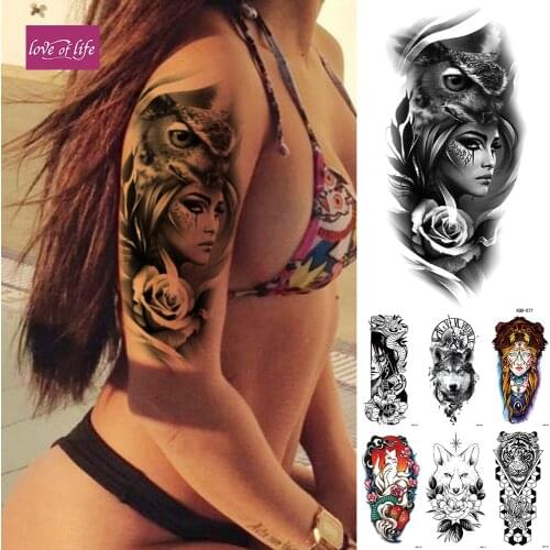 1Pcs Waterproof Temporary Tattoo Sticker Old School Fox Rose Goat Flash Tattoos Anchor Mermaid Body Art Arm Fake Tatoo Women Men