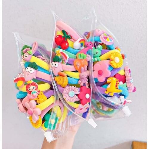 10pcs/set Children Cartoon Fruit Elastic Hair band Cute Hair rubber bands Kids Nylon hair Accessories Hair Ornaments wholesale