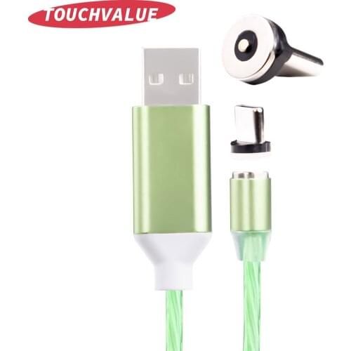 10pcs/lot LED Magnet Detachable Plug Charging Cable Type-C Micro USB Charger Core 2A Max Silver Green Blue Red Color 1m 2m
