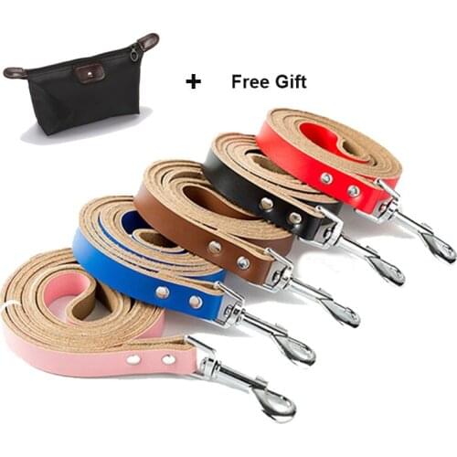 100% Genuine Leather Dog Cat Pet Leash Large Medium Small Dogs Pet Walking Leash Training Leads 120CM Length Width 1.5 / 2.0cm