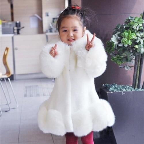 2021 Winter Fashion Baby Girls Thick Warm Outerwear & Coats Childrens Fur Girls Casual Coat Kids Faux Fur Clothes Overcoat D400