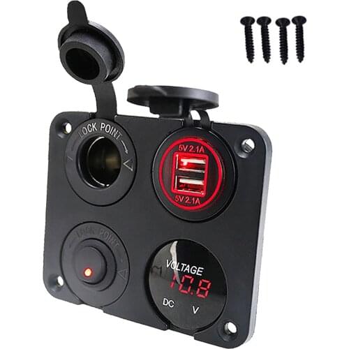 4 In 1 Marine Boat Toggle Switch Tablet Phone SUV Yacht 12 V 4.2 A Charger Socket Lighter Truck LED Voltmeter Dual USB