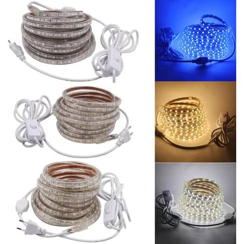 5050 Led Tape Light 220v Led Strip Waterproof Flexible 60Leds/m Dimmable Outdoor Garden lighting with 3m Christmas Lights