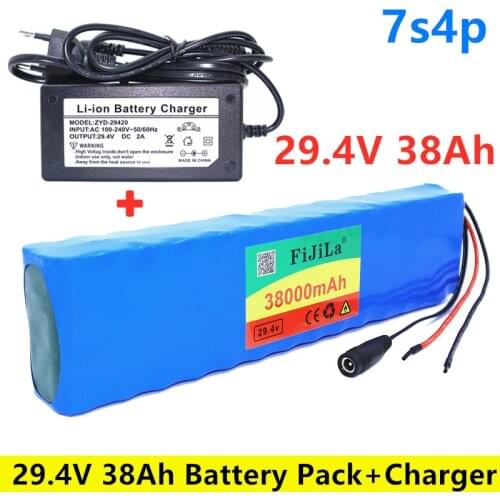 7S4P 24V 38ah 29.4V FOR Lithium-ion battery pack Built-in BMS electric bike unicycle scooter wheelchair motor + charger