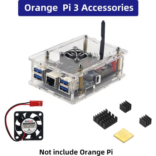 Acrylic Case for Orange Pi 3 Transparent Shell Box Optional Cooling Fan Heatsinks SD Card compatible for Orange Pi 3