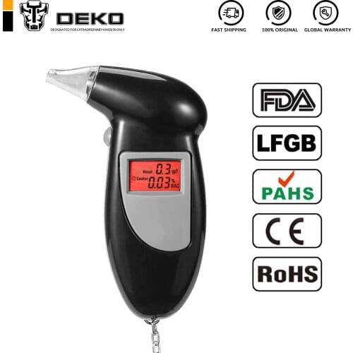 DEKOPRO Display Digital LCD Alert Breath Alcohol Tester Prefessional Police Alcohol The Breathalyzer Parking with red Backlist