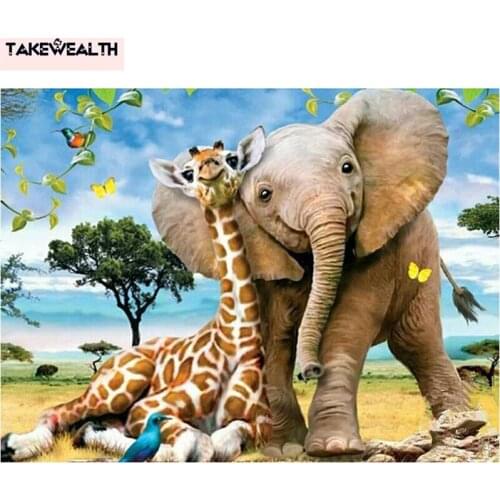 5D DIY diamond embroidery Elephant and deer diamond painting Cross Stitch full round Rhinestone mosaic home decoration fc124