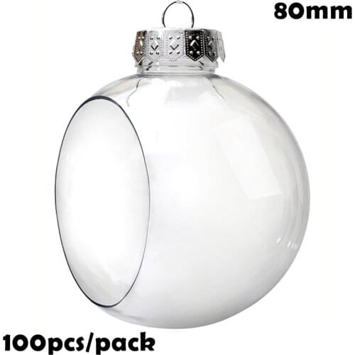 Free Shipping DIY Paintable/Shatterproof Christmas Decoration Ornament 80mm Window Opening Plastic Ball, 100/Pack