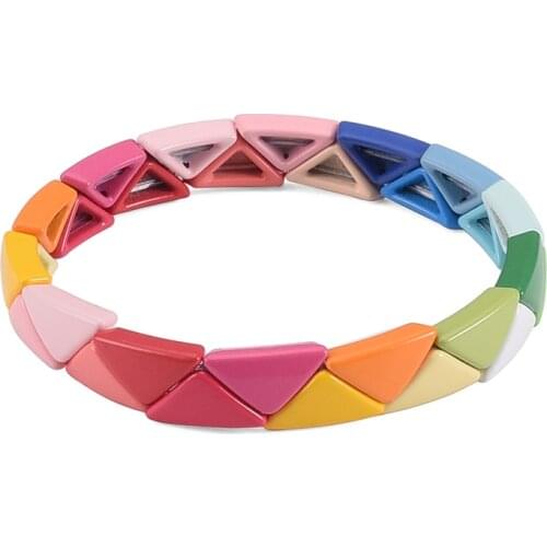 Triangle Rainbow Bracelet Handmade Tila Tile Beads Wrap Bracelet Hematite Paired Girls Bracelet Adjustable Bangle Best Selling