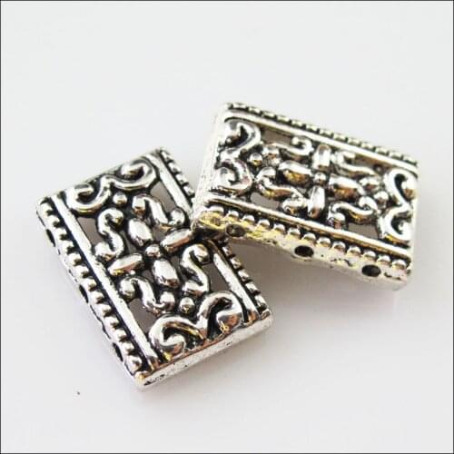 18Pcs Tibetan Silver 2-2 Holes Flower Spacer Bar Beads Charms Connectors 12x17.5mm