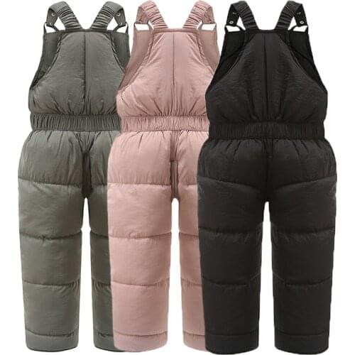 Children Winter Warm Overalls Girls & Boys Winter Thick Pants Cotton Filling Kids Overalls for KIds Trousers 1-5 Years Jumpsuit