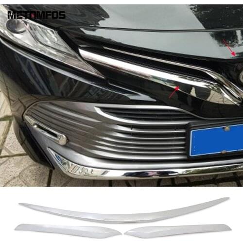 For Toyota Camry XV70 2017 2018 2019 2020 Chrome Front Engine Machine Streamer Grille Grill Cover Trim Sticker Car Accessories