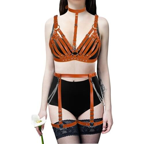 Erotic Accessories PU Leather Harness Woman Goth Punk Harajuku Garters Suspender Cage Bra Belt Sexy Lingerie Pole Dance Costume