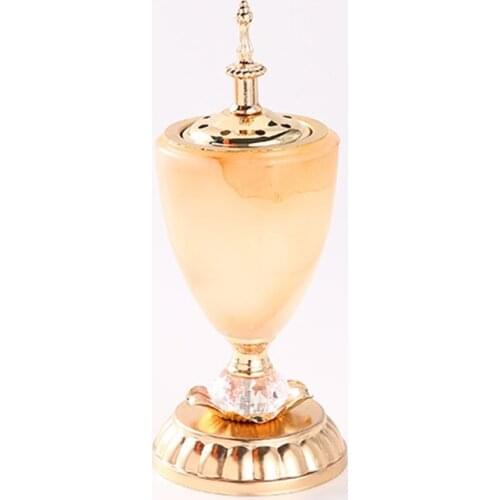 Europen Living Room Aromatherapy Incense Burners Imitation Jade Incense Holder Hotel Office Metal Candle Holder Decoration