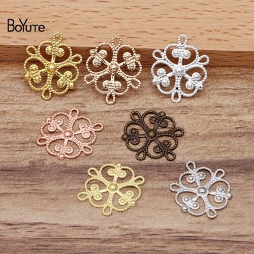 BoYuTe (100 Pieces/Lot) 15MM Metal Brass Filigree Findings Diy Jewelry Making Hand Made Materials Wholesale