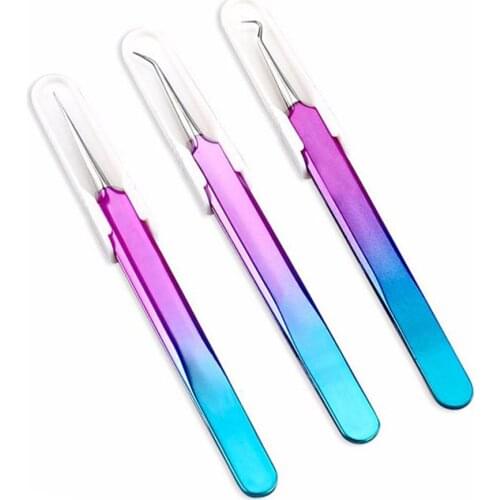 Blackhead Acne Blemish Pimple Extractor Remover Stainless Steel Needles Bend Curved Blackhead Acne Clip Tweezers Face Care Tool